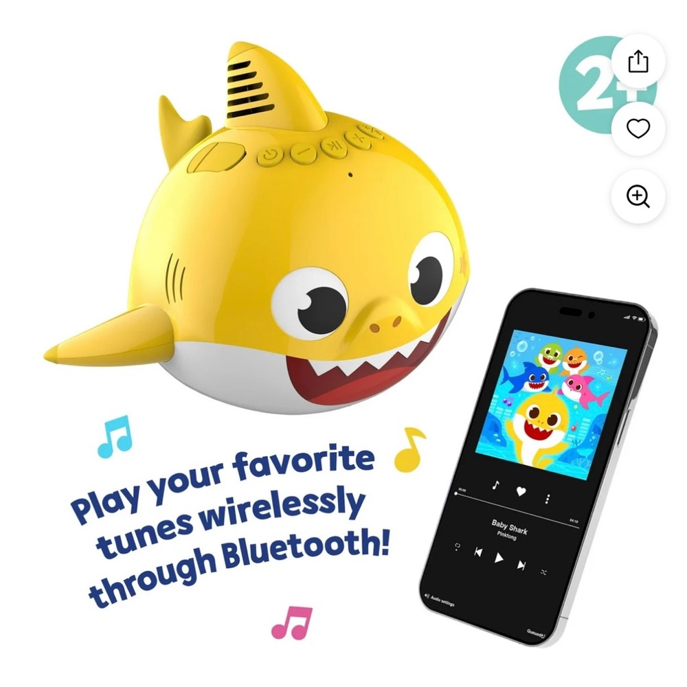 NEW Baby Shark Floating Waterproof LED Wireless Bluetooth Portable Speaker - Picture 3 of 10